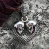 Pendant Necklaces Personality Women Men's Stainless Steel Jewelry Gothic Double Skull Heart Couple Party Biker GiftsPendant240f