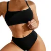 WOMENS 2024 sexy colore solido ad alta vita in bikini Instagram diviso costume da bagno