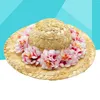 Odzież dla psa Flower Straw Hat Spring Summer Sunhat Śliczne tkane kostiumy akcesoria