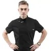 Unisex Chef Jacket Short/LG Sleeve Mężczyźni Kobiety Crossover Cook Płaszcz Restauracja Kelner Mundur Kitchen Baker Wear A8WY#