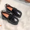Elbise Ayakkabı Platformu Kare Ayak Toes Churry Yüksek Topuklu Kadın Dikiş Çizgileri Kadın Loafers Sığ Tacones Katı Zapatos Mujer