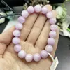 Strand 11mm Natural Kunzite Armband Women Reiki Healing Buddha Bangles smycken för kvinnlig gåva 1st