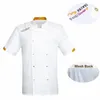 Manica corta Uniforme da cuoco Hotel Cucina Giacca da cuoco Pasticceria Baker Cameriere Abbigliamento 12xM #