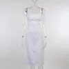 White Midi Backless Womens Hollow Dress 2023 Summer Bandage Sexy Beach Spaghetti Shoulder Strap Black Casual Dress SY21070PF 240329