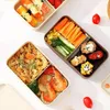 Storage Bottles Japanese Lunch Containers Stackable 2-Layers Box Reusable Set With Bag Spoon Fork Chopsticks