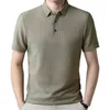 Homens camisetas Homens Malha Tee Leve Respirável T-shirt Verão Lapela Suave Camisa De Seda De Gelo Para Desgaste Solto Comutar