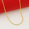 Pendanthalsband 1 2mm 24K Pure Gold Color Chains Halsband Snake Chain för män Kvinnor lyxiga bröllop smycken hög kvalitet1279o