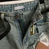 Mode déchiré jean femmes taille haute ceinture Denim pantalon concepteur ample jambe large pantalon pressé perceuse lettre jean