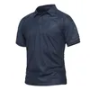 Мужская быстросохнущая летняя рубашка поло в стиле милитари, дышащая армейская тактическая мужская темно-синяя рубашка с коротким рукавом S5XL 240320