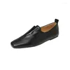 Casual Schoenen 2024 Lente Split Leer Vrouwen Mode Vierkante Neus Slip-On Ondiepe Flats Zoete Loafers Zapatos De Mujer