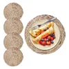 Table Mats Retail Round Woven Rattan Placemats Natural Wicker Water Hyacinth Straw Braided Set Of 4