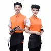 top Uniform Single Coffee Summer Workwear Hot Waitr Shop Women Tea Short-sleeved Milk Shirt Shops Waiter Pot Restaurant 8455#