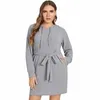 plus Size Lg Sleeve Spring Autumn Hoodie Dr Women Ses Waist Ribbed Knit Loose Sports Dr Large Size Casual Dr 7XL I1uB#