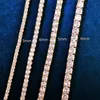 Spring Clasp Tennis Link Bracelet For Men Women Gold Color 1 Row Cubic Zirconia Chain Hip Hop Jewelry 3mm 4mm 5mm 240329