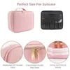 Makeup Bag With Light Up Mirror 3 Color LED Lighted Case PU Leather Make Traveling Organizer 240328