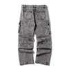 Pantaloni jeans larghi vintage Hi Street Cargo Multi tasche Pantaloni denim dritti streetwear per uomo y1iN #