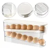 Porte-œufs à défilement automatique, rangement de cuisine, avec couvercle, support roulant dédié, Double rangée pour armoire de réfrigérateur