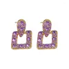 Boucles d'oreilles pendantes en strass violet pour femmes, bijoux de fête de tempérament Simple