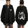 Herren Hoodies Sweatshirts Korn Zipper Hoodie Rock Band World Tour Sweatshirt Hip Hop Street Kleidung Reißverschlussjacke Herren Wolle Langarm Y2K KleidungL2403