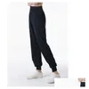 Womens Tracksuits Ll Mulheres Jogging Yoga Solto Bolso Corredores Suave Cintura Alta Hip Elevador Elástico Calças Casuais Dstring Pernas Sweatpants Dro Otdi5