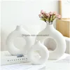 Vases Nordique Vase en céramique esthétique chambre décor beignets fleur maison salon décoration accessoires intérieur bureau livraison directe jardin Dh5Pz