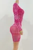 Sparkly Diamds Peals Rose Red LG Sleeve Bodyc Sexig scen kort Dr Birthday Evening Singer scen Show Photoshoot Dr 79yu#