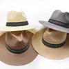 Sombrero de paja de ala ancha Ocio Gorra de verano Jazz Panamá Moda Sol de viaje para mujeres Hombres Estilo simple Regalo de papá 240326