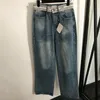 Buchstaben Weben Jeans Hosen Damen Designer Jean Hose Hohe Taille Denim Hosen Mädchen Persönlichkeit Design Hose Weiche Jeans