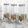 Botellas de almacenamiento Frascos Montaje de pared Dispensadores de productos secos Cereal Triple Contenedor de comida seca Grid Gril Bin Organizador de cocina para nueces harina M othtr