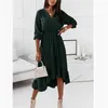 Robes de maternité 2023 Robe pour femmes enceintes Casual Col en V Robe à manches longues Élégante Femmes enceintes Photoshot Robe Sexy Débardeur L2403