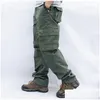 Männer Hosen Herren Overalls Cargo MTI Taschen Taktische Arbeit Casual Pantalon Hombre Streetwear Armee Gerade Hosen Drop Lieferung Appa Dhgrr