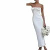 traf Off Schulter Weiß Dr Frau Bogen Backl Bodyc Dr Frauen Sleevel Sexy Abend Dres Hochzeit Party Dres K51E #