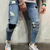 Streetwear Fi Black Ripped Jeans Hommes Skinny Slim Fit Bleu Hip Hop Denim Pantalon Jeans Casual pour Hommes Jogging jean homme N2g6 #