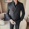 Erkekler Suits Blazer Business Formal Wear Zarif Tek Göğüslü Şerit Blazers ceket erkekler için