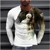 T-shirts pour hommes 4 couleurs Eagle Print Hommes T-shirts Street Trend Impression 3D Plus Taille Manches longues Drop Livraison Vêtements Vêtements Tees Dhpe8