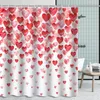 Shower Curtains Valentine's Day Curtain With Hooks Water-Resistant Standard Size Machine Washable Love Heart Print Quick-drying Cu