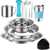 Camp Kitchen 24 Piece Set 3.5in till 8.6in rostfritt stål campingplattor.