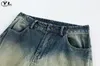 vintage W Jeans Uomo Donna American High Street Pantaloni larghi in denim sfumato dritto unisex Primavera Autunno Pantaloni a gamba larga Nuovo D8GR #