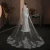 v338 Luxo Casamento Nupcial Catedral Véu One-Layer Tulle Lantejoulas Lace Appliqued Branco Noivas Véu Mulheres Casamento Accories K5Tx #