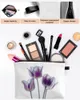 Sacos cosméticos Flor Tulipa Roxo Abstrato Maquiagem Bolsa Bolsa Essentials Lady Mulheres Wc Organizador Armazenamento Lápis Caso