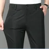 Pantalones para hombres Moda Color sólido Bolsillos con cremallera Pantalones de negocios Ropa 2024 Primavera Verano Suelto Cintura alta Casual