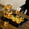 TEAWARE SETS ANMIRVER Semi-Automatic Tea Set Chinese Kungfu Drinkware Heat Resistant Drink Treasil TeaHouse Glass Teacup