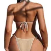 2024 Neue sexy sexy farbe Farbe Schnürsenkel Bikini Split Dreipunkt Strand Badeanzug Womens Edition