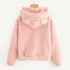 women's Pullover Lg Sleeve Fleece Sweatshirt Warm Bear Shape Fuzzy Hoodie Sweater Pullover 64di#