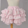 Damen Shorts Lolita Cosplay Custume Kürbishose Süßes Rosa Weiß Schwarz 90er Jahre Herbst Winter JK Plüsch Japanische Rüschen Laterne