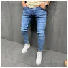 Männer Jeans Herren Blau Skinny Mode Denim Hosen Zerrissene Died Slim Bleistift Motorrad Große Größe Drop Lieferung Bekleidung Kleidung Dhday