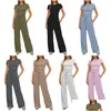 Dames Tweede stuk broek Moderne Women 2 Set Ademblage Crop Top en Wide Been Simple Short Sleeve High Taille broek met zakken Drop D Otvty