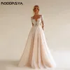 Roddrsya Bohemian LG Sleeve Wedding Dres for Woman A Line See Through Lace Appliqued Beach Bridal Dr Wedding Gowns V7pw#