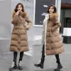 Vintern ny 2023 Down Cott Parkas Jacket Women X-LG Over The Kne Big Hair Collar Korean Versi Slimming Belt Parkas Jacka 19ZD#