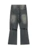 Hiphop Gat Jeans Mannen Vrouwen Vintage Gradiënt Rechte Denim Broek Wed Distred Riem Trim Broek Straat Baggy Flared Pant o3di #